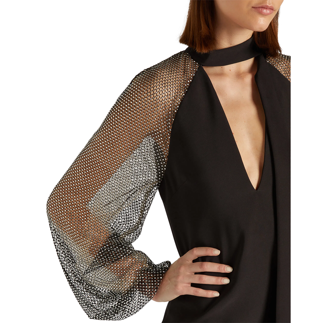 Abito con maniche in rete strass - Genny