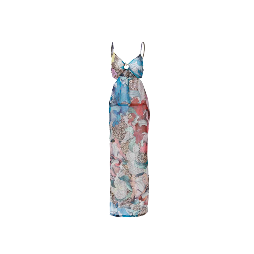 Abito Chiffon Print Flower - Just Cavalli