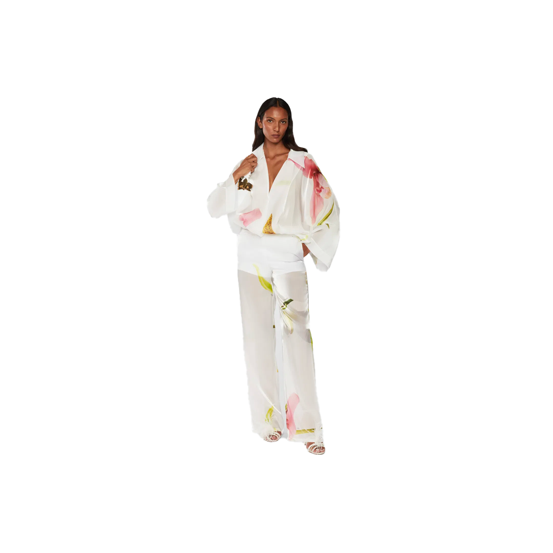 Camicia - Kimono in Organza Stampa Orchidee