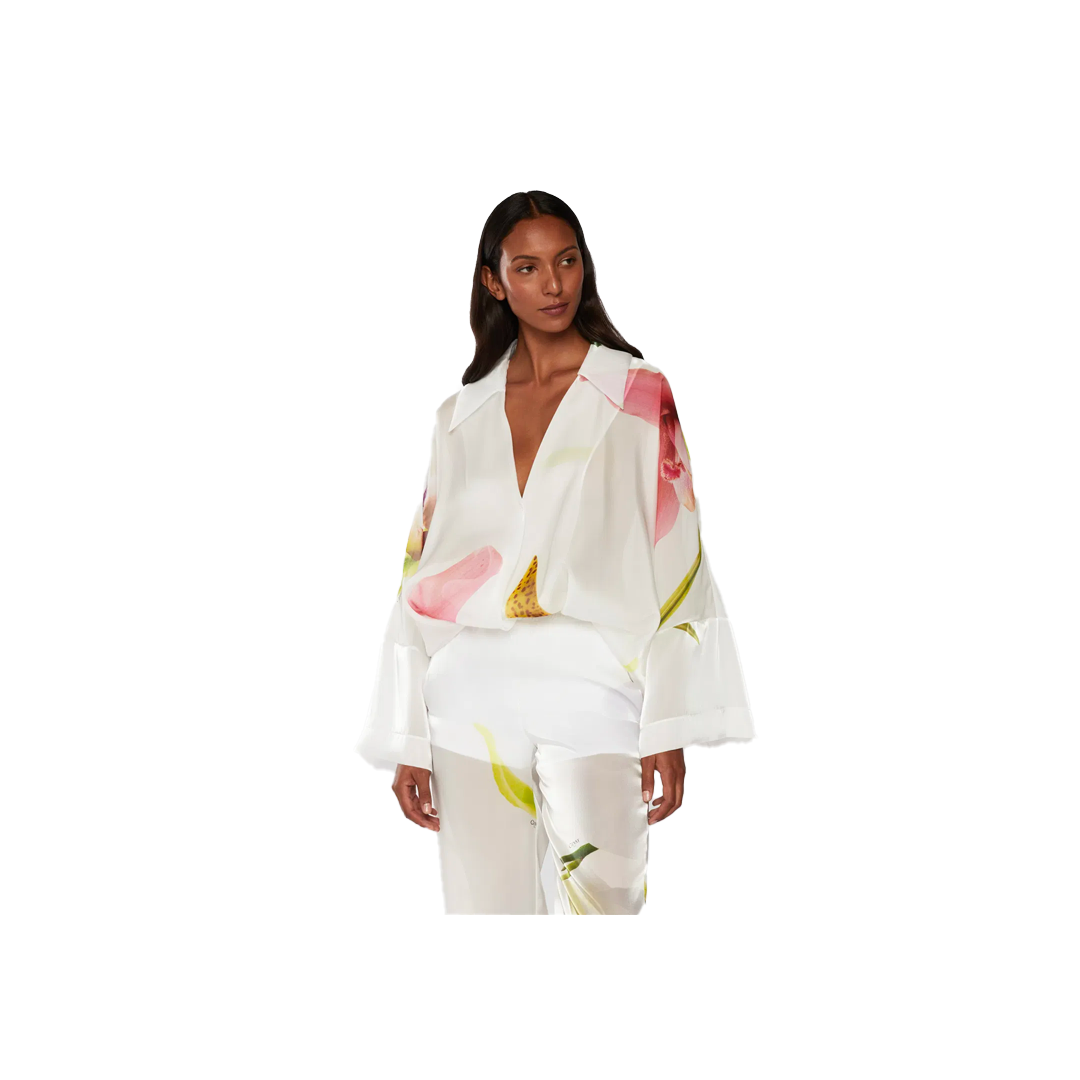 Camicia - Kimono in Organza Stampa Orchidee