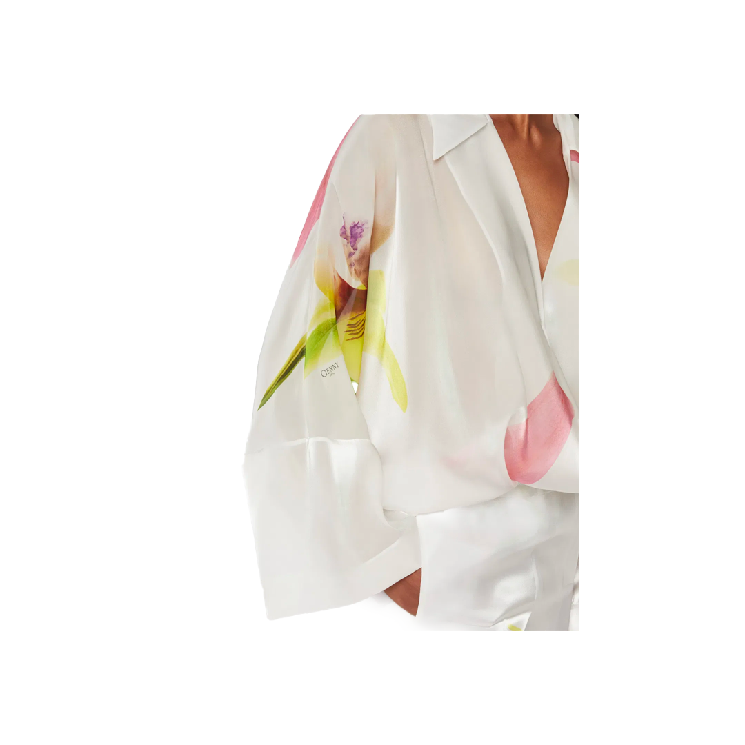 Camicia - Kimono in Organza Stampa Orchidee
