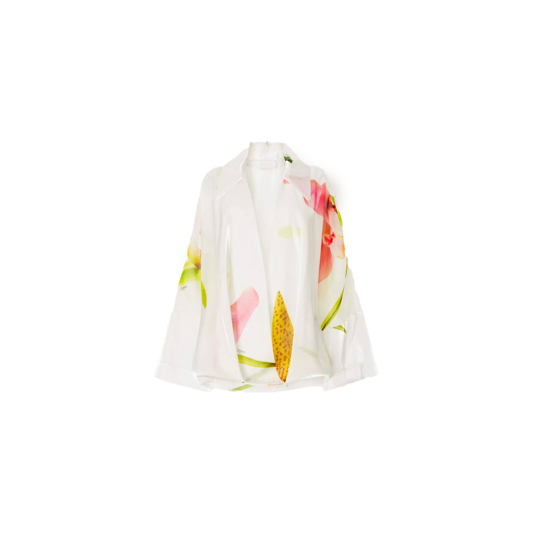 Camicia - Kimono in Organza Stampa Orchidee