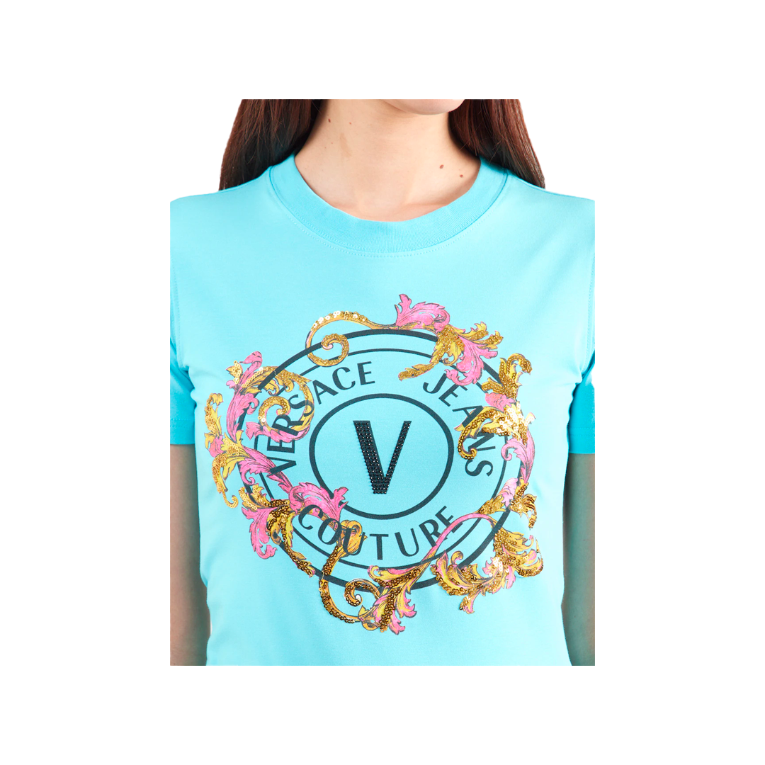 T-shirt Outline Barocco Logo - Versace Jeans Couture