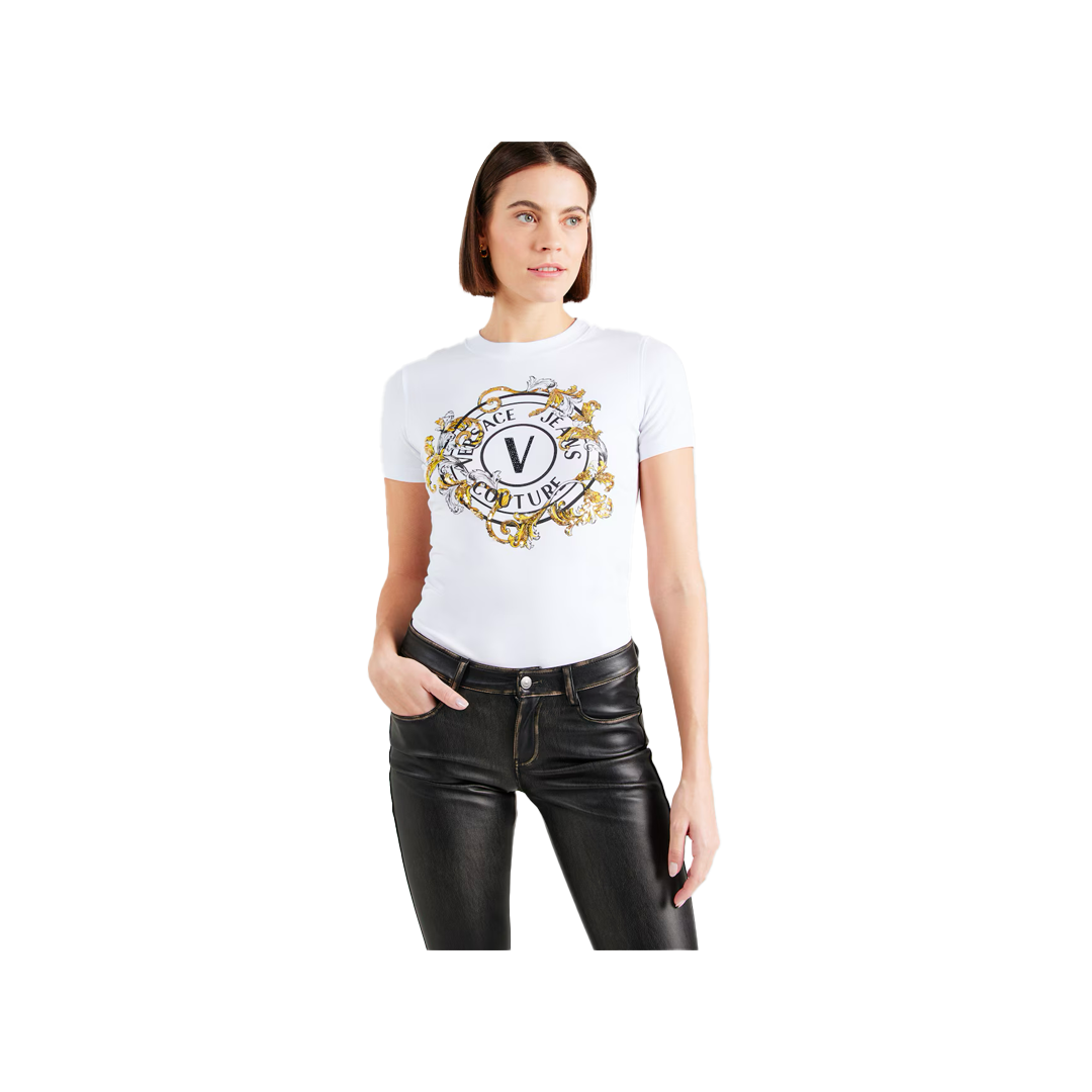 T-shirt Outline Barocco Logo - Versace Jeans Couture