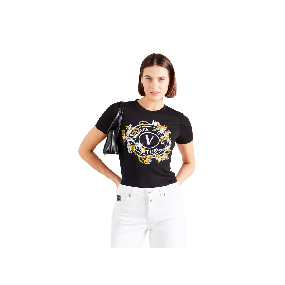 T-shirt Outline Barocco Logo - Versace Jeans Couture