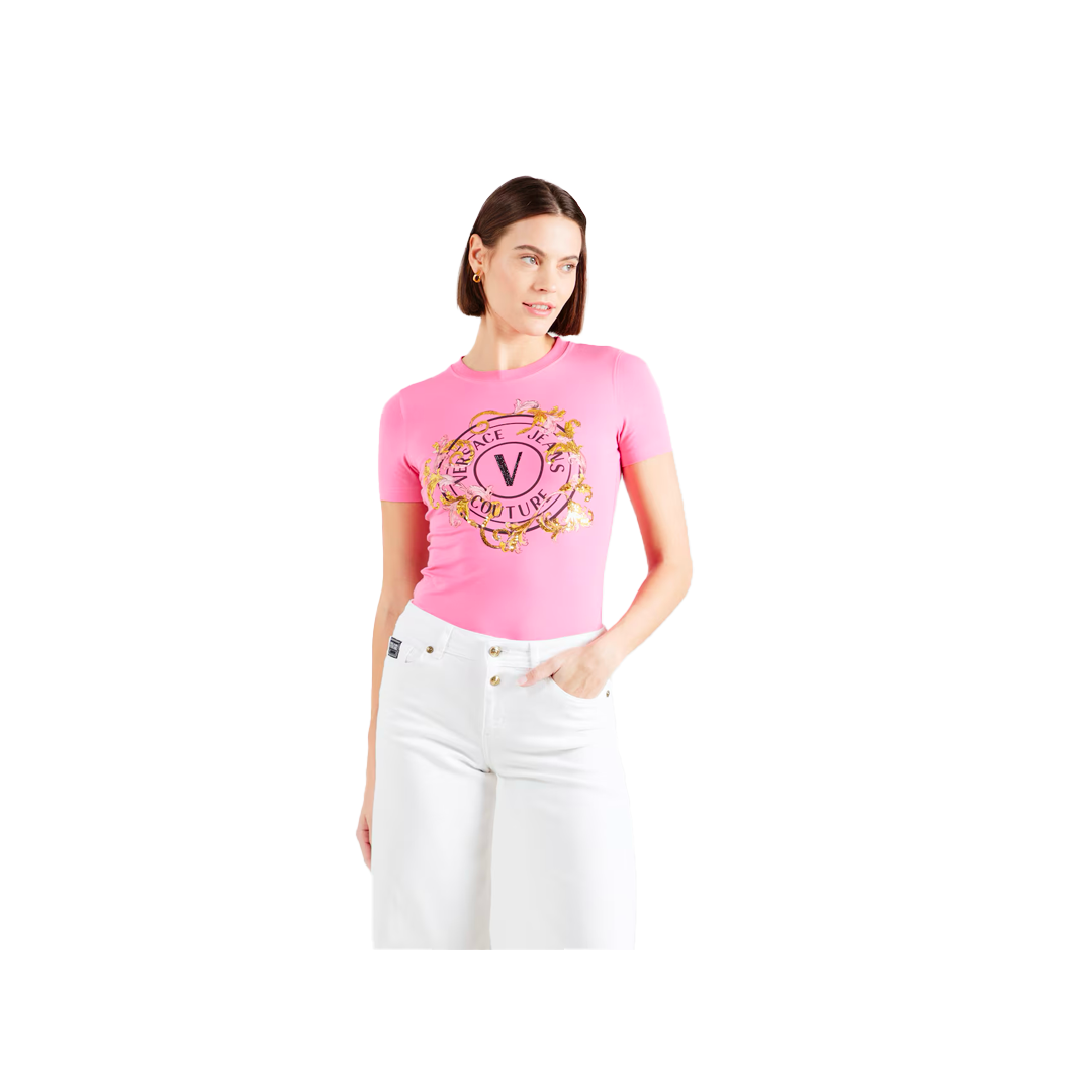 T-shirt Outline Barocco Logo - Versace Jeans Couture