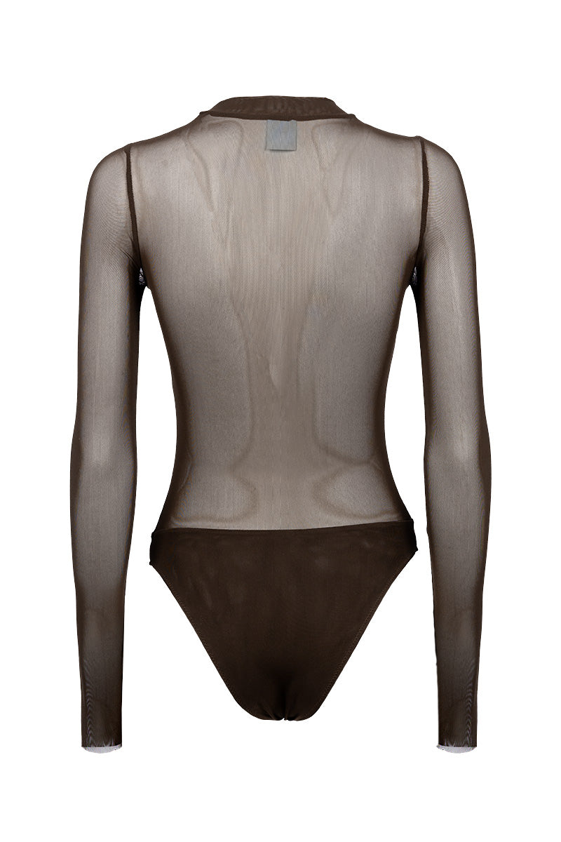 Body in tulle marrone