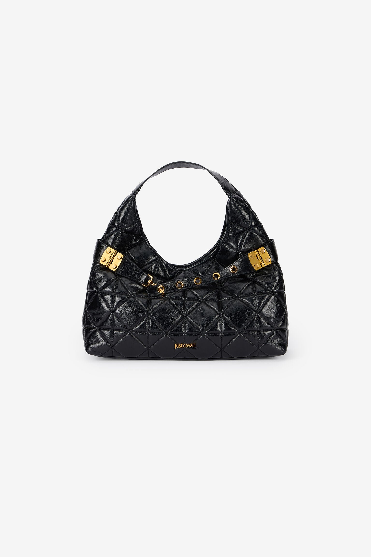 Borsa A Spalla Nera Trapuntata Con Fibbie - Just Cavalli
