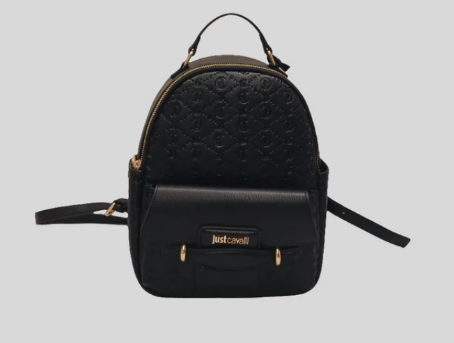 zaino in pelle sintetica a grana con logo goffrato - Just Cavalli