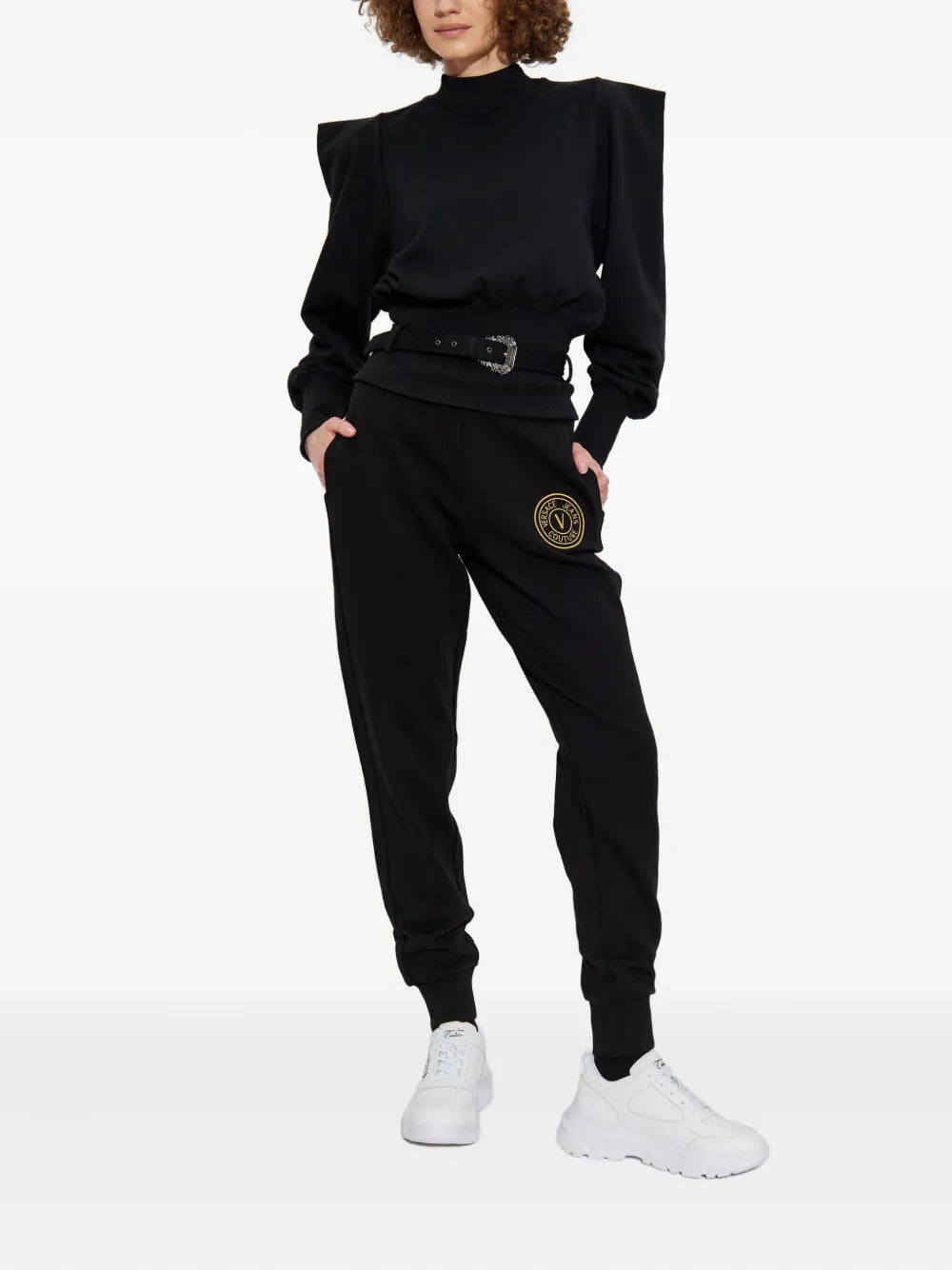 shirt interlock elasticizzato con spalle drappeggiate - Versace Jeans Couture