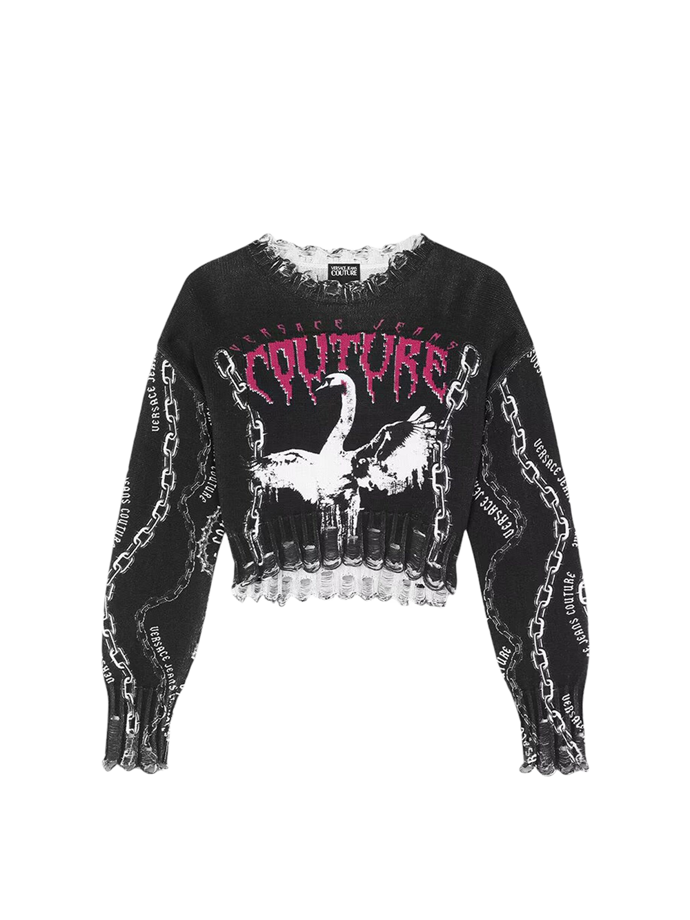 Maglione Cropped Chain Swan - Versace Jeans Couture