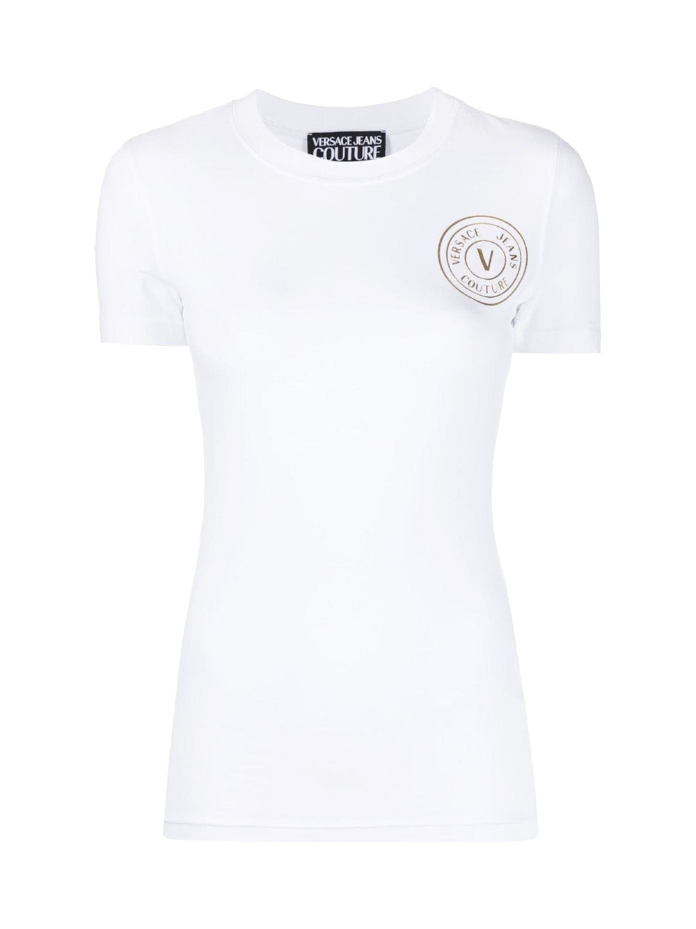 T-shirt con stampa logo V-Emblem oro